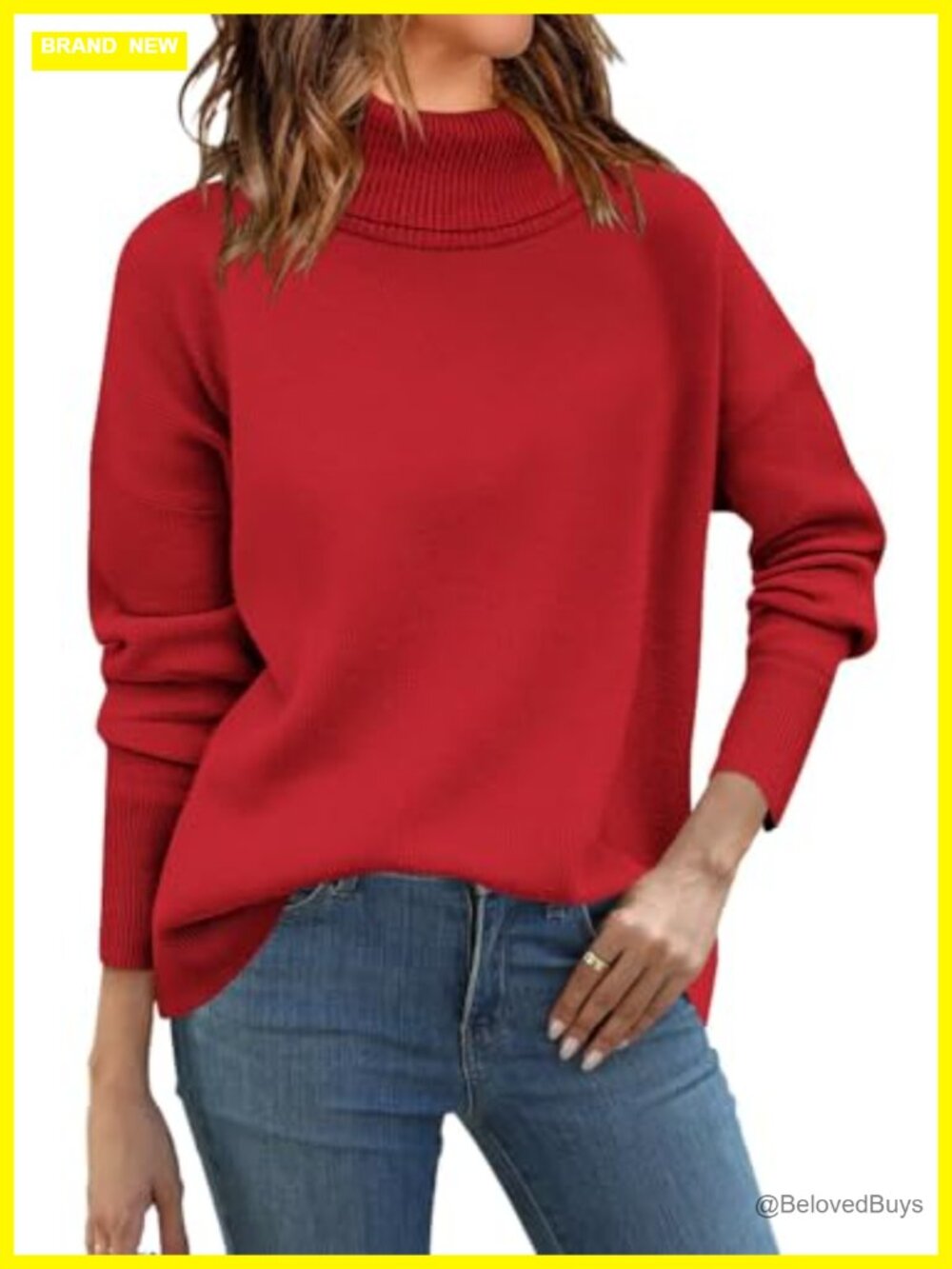 Turtleneck Long Sleeve Cable Knit Pullover Sweater Ribbed Slim Fit